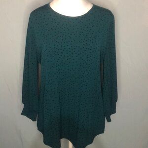 Adrianna Papell Ribbed Polka Dot Women’s Long Sleeve Comfortable Blouse Size M